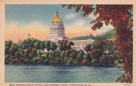 Charleston West Virginia WV State Capitol Kanawha River Postcard D55 - £2.34 GBP