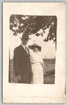 RPPC Edwardian Man And Woman In Field Real Photo Postcard M21 - £4.70 GBP
