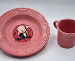 Fiesta Ware 1994 Looney Tunes Porky Pig 9&quot; Bowl &quot;That&#39;s all Folks&quot; &amp; Pin... - $79.99