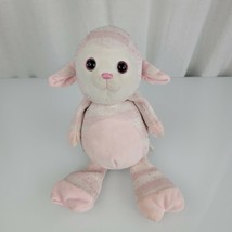 Kellytoy LAMB 13&quot; Plush Pink White Stripes Knit Stuffed Animal Easter Lovey Toy - £14.78 GBP