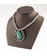 Sterling Silver Tumbled Turquoise Handmade Pendant w/ Silver Bead Chain - $1,611.11 CAD