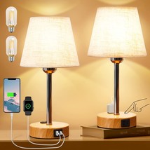 Touch Table Lamps Set Of 2-Bulbs Included, Practical Bedside Lamps With Usb A+C  - £44.09 GBP