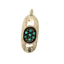 Vintage Sterling Native American Zuni Snake Eye Turquoise Stone Cluster Pendant - £39.56 GBP