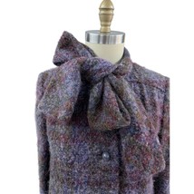 60s 70s VTG Lorendale Mohair Boucle Coat Plum Purple/Olive Attached Scar... - $266.41