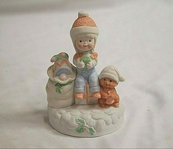 Christmas Gift Gallery Jamestown China Porcelain Girl Toy Bag Bear Xmas ... - $16.82