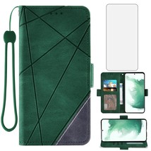 Compatible With Samsung Galaxy S22 5G Wallet Case And Tempered Glass Screen Prot - £20.32 GBP