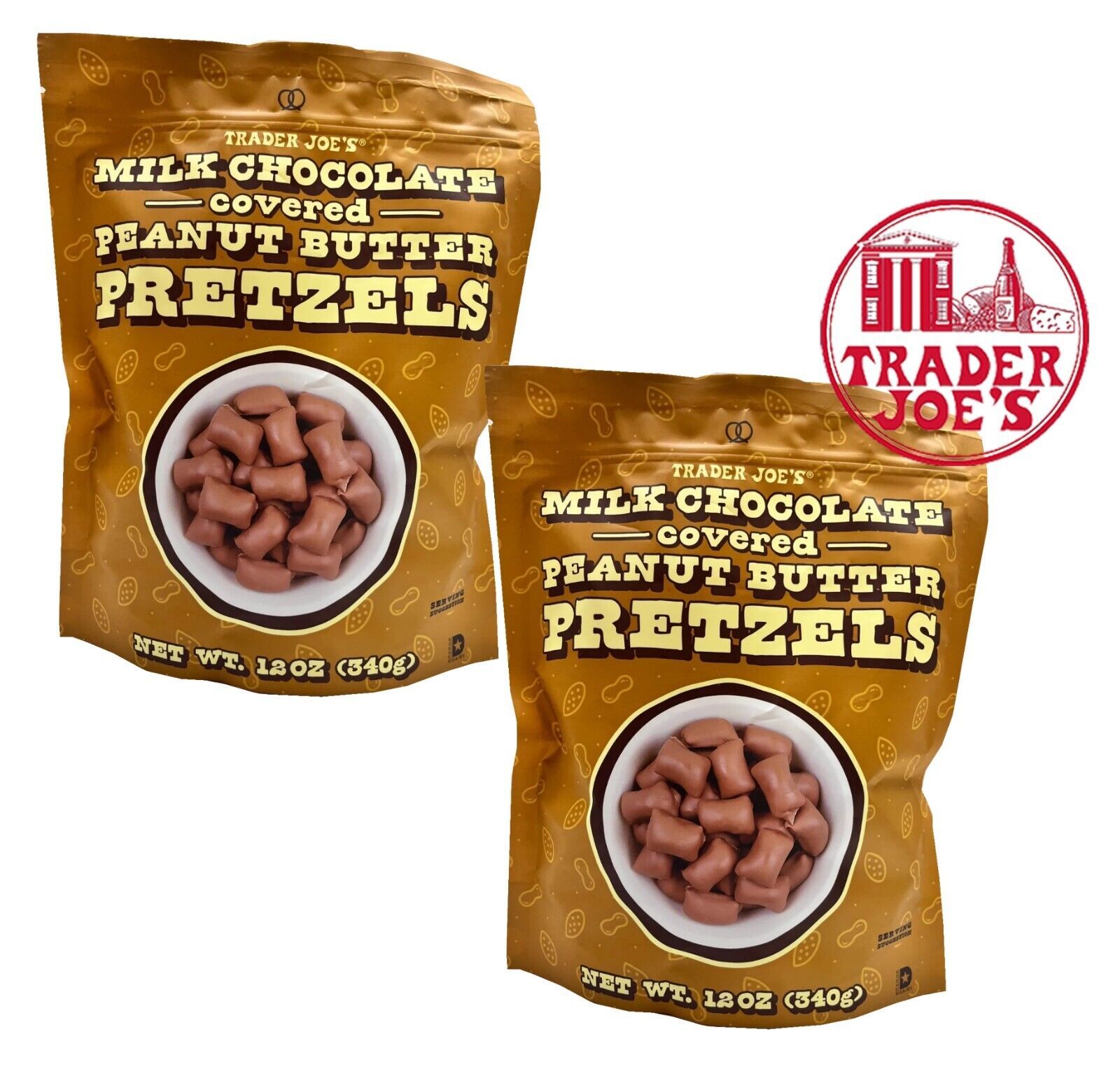 2 Packs Trader Joe's Milk Chocolate Covered Peanut Butter Pretzels 12oz - $18.70