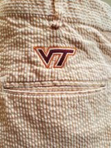 Virginia Tech Shorts Men&#39;s 38 Orange striped Seersucker VT logo Pleated front - £10.38 GBP