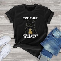  cotton t shirt for women funny black cat graphic woman clothing summer crochet because thumb200