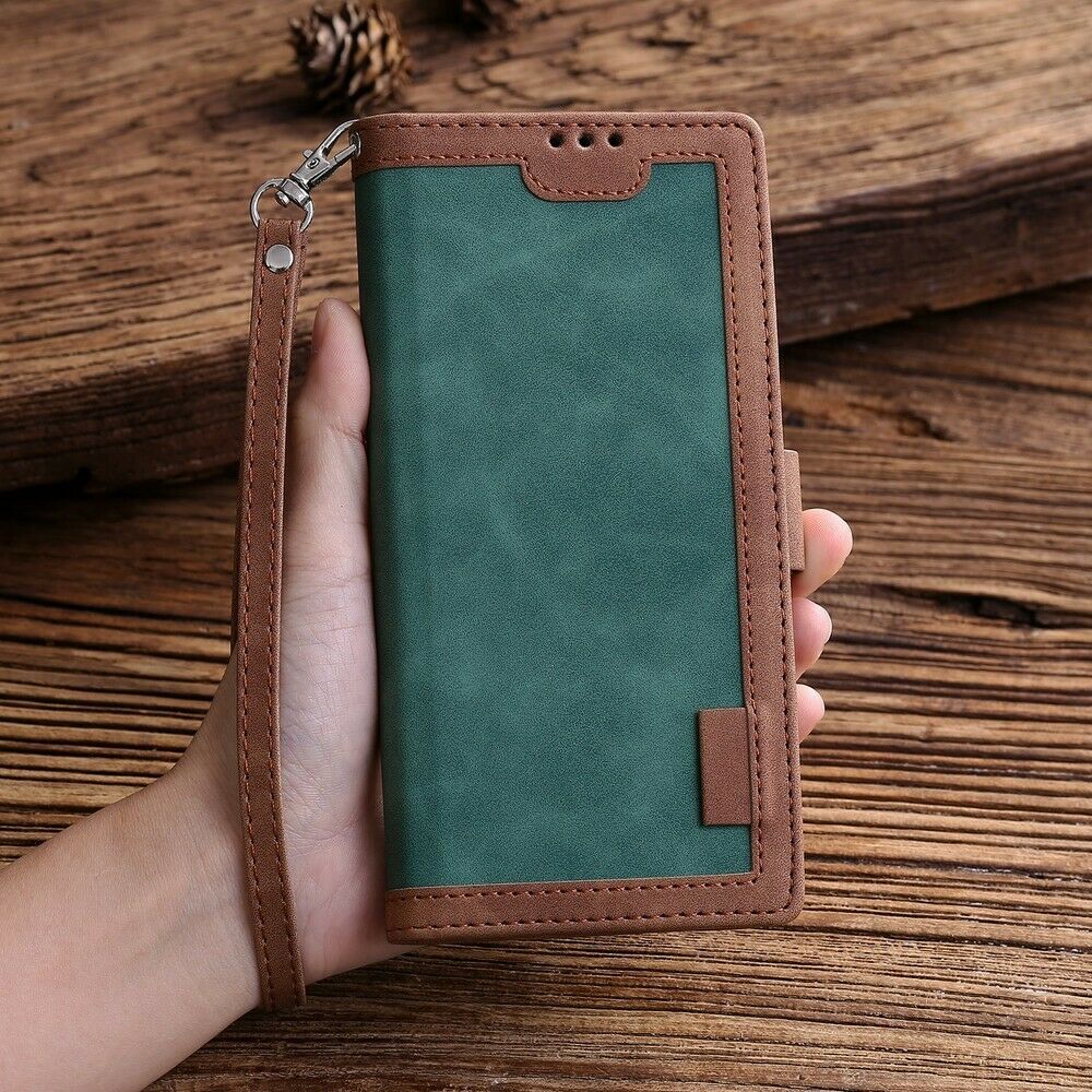 K72) Leather wallet FLIP MAGNETIC BACK cover Case for Apple iPhone
