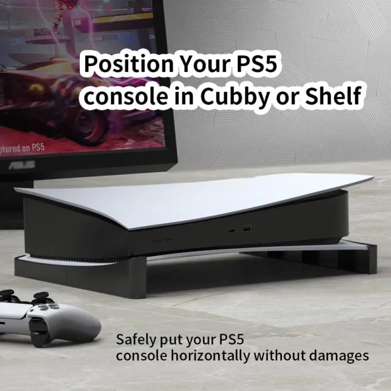 For PS5 Game Console Horizontal Stand Upgraded Desk Stand With 4-Port USB Hub - £14.62 GBP