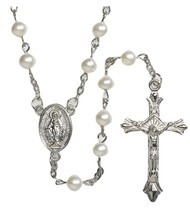 White Faux Pearl Rosary, New # AB-093 - $7.92