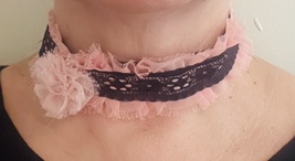 Fabric Necklace Any Occasion Gift For Her, Cotton Ribbon, Satin , Lace Necklace, - £27.79 GBP