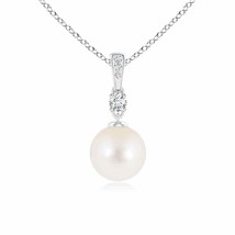 ANGARA 8mm Freshwater Pearl Pendant Necklace with Diamonds in Silver for Women - £167.48 GBP+