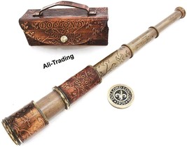 Nautical Marine Telescope Maritime Brass Telescope with Leather Case Free - $50.96