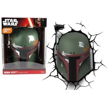 NEW 3D FX Star Wars boba fett helmet Deco LED Night Light+Crack Wall Sticker - £43.25 GBP