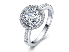 2 tctw Round Cut Halo CZ Bridal Promise Cocktail RING White Gold Plated Size 5-9 - £30.75 GBP