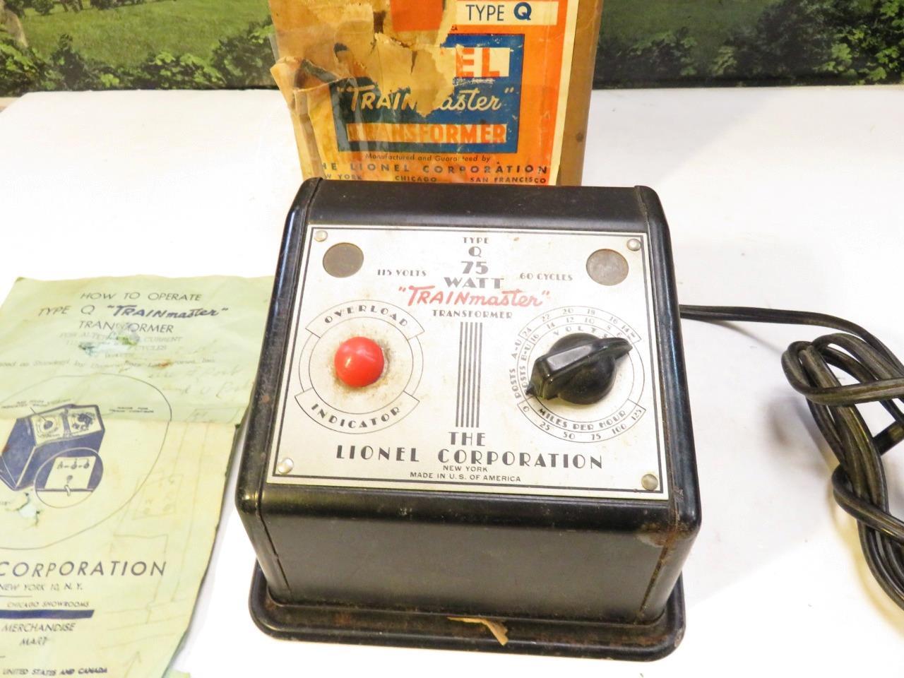 LIONEL PRE-WAR- TYPE Q - 75 WATT TRANSFORMER- WORKS FINE- BOXED - W51 - $33.20