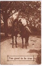 Postcard Too Good To Be True Couple On Horseback Kissing - £4.65 GBP
