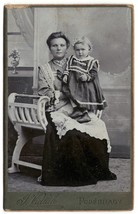 CDV Photo of Attractive Lady with Cute Daughter 1800s Podebrady Czechoslovakia - £6.64 GBP