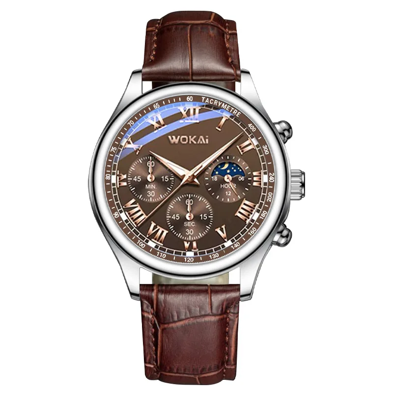 New Design WOKAI Watch Men Fashion Business Watches Casual Leather Band ... - £12.56 GBP