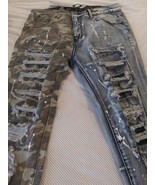 Waimea Jeans Mens 34 Gray Camo Skinny Distressed Denim  - $28.04