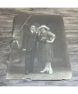 Antique Vintage Studio Family Couple Portrait Photo Photograph Floral Ha... - €10,31 EUR