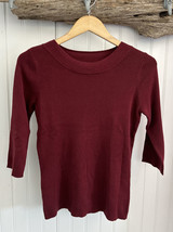 Dressbarn Sweater Top Women Small NEW Maroon 3/4 Sleeve Cotton Acrylic - £17.38 GBP