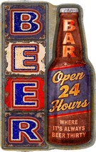 New Beer Bar Open 24 Hours Decorative Embossed Aluminum Sign Made in the USA - $12.00