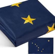 Anley EverStrong 3x5 Ft Embroidered Alaska State Flag - AK Banner Flag Nylon - £18.60 GBP