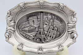 Paris Pewter Souvenir Ashtray Pin Trinket Dish Eiffel Tower Arc de Triomphe VTG - £14.30 GBP