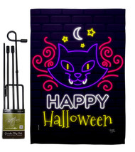 Neon Halloween Cat Garden Flag Set 13 X18.5 Double-Sided House Banner - £22.00 GBP