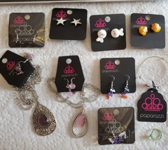 Paparazzi Jewelry Lot of 10 Mixed necklaces  Earrings &amp; ring New with Tags - £9.55 GBP