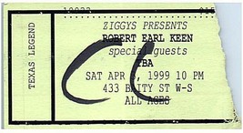 Robert Earl Keen Ticket Stub April 3 1999 Winston Salem North Carolina - £19.46 GBP