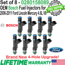NEW Bosch OEM x8 4-Hole Upgrade Fuel Injectors for Ford &amp; Lincoln &amp; Mercury 4.6L - £343.67 GBP