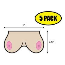 5 PACK 4"x2.25" CLIPART BOOBS Sticker Decal Humor Funny Gift VG0101 - $8.17