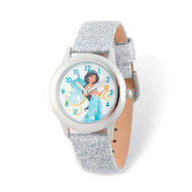Disney Tween Aladdin Princess Jasmine Silver-tone Leather Band Watch - £54.27 GBP