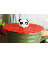 Set Of 4 Red Giant Panda Reusable Silicone Coffee Tea Cup Cover Lids Air... - £11.87 GBP