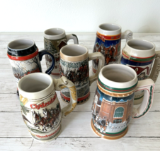 Vintage Budweiser Christmas Holiday Beer Steins Clydesdale  1983-99 LOT ... - $933.16 MXN