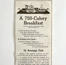 1917 Quaker Oats 750 Calorie Breakfast Advertisement Cereal LGADYC4 - $19.99