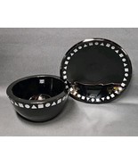 Ward Bennett For Sasaki Handcrafted Crystal Bowl and Plate Black Amethyst - $393.74 CAD