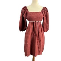 New Anthropologie Dress Tie Back Forever That Girl Red Puff Sleeve Small - $76.31