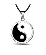 YIN YANG NECKLACE Enamel Silver Tone Pendant Charm Jewelry Tai Chi Marti... - $163.35 MXN