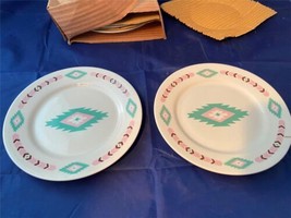 NOS Meiwa Aztec Table Art Set of 2 Pc Salad Plates NEW Southwestern - £25.37 GBP