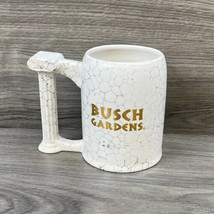 Busch Gardens Italy Ceramic Coffee Mug Stein Pottery 5” Tall White Crackle - £12.01 GBP