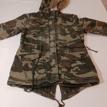 Rue 21 Women's Green Camouflage Cotton Full Zip Pockets Hoodie Jacket Size Small image 13