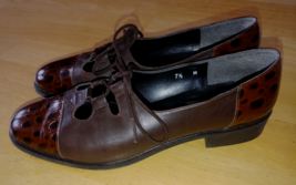 DAVID TATE LADIES BROWN LEATHER LACE SHOES-7.5M-VERY GENTLY WORN-NICE - £13.18 GBP