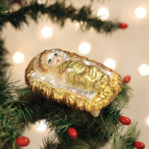 Old World Christmas Baby Jesus In Manger Glass CLIP-ON Christmas Ornament 24228 - £17.21 GBP