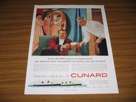 1959 Print Ad Cunard Line Happy Couple in Cabin Ships Queen Elizabeth &amp; Mary - £11.37 GBP