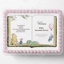 POOH BEAR BABY Shower Cake Topper Edible Image pooh bear book Nursery de... - £16.44 GBP+